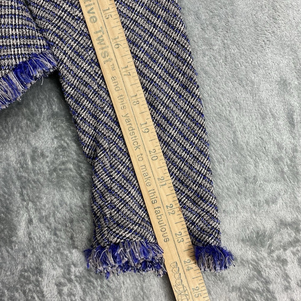 Theyskens' Theory Jacket Womens 4 Blue Jossak Tweed Button Fringe Metallic Lady - Picture 11 of 13